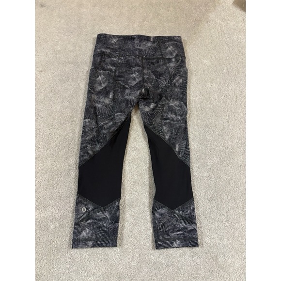 Lululemon Pace Rival High-Rise Crop 22" Velocity Mesh Island Mist Black‎ Size 6 - Picture 3 of 11